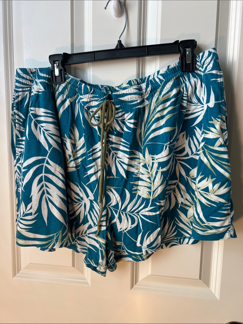 Women’s Teal Tropical-Print Pull-On Shorts Size XL (16-18)